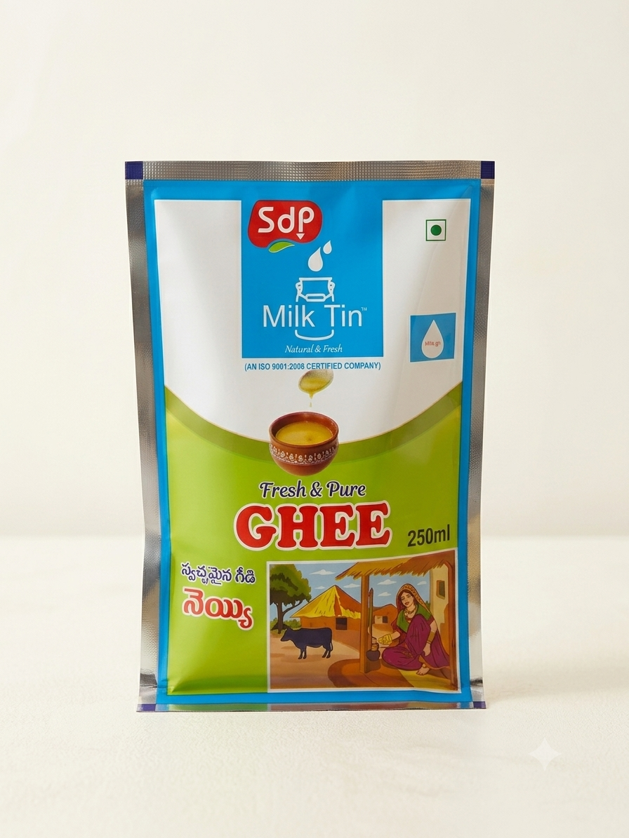 SDP Milk Tin 250ml Fresh & Pure Ghee Pouch
