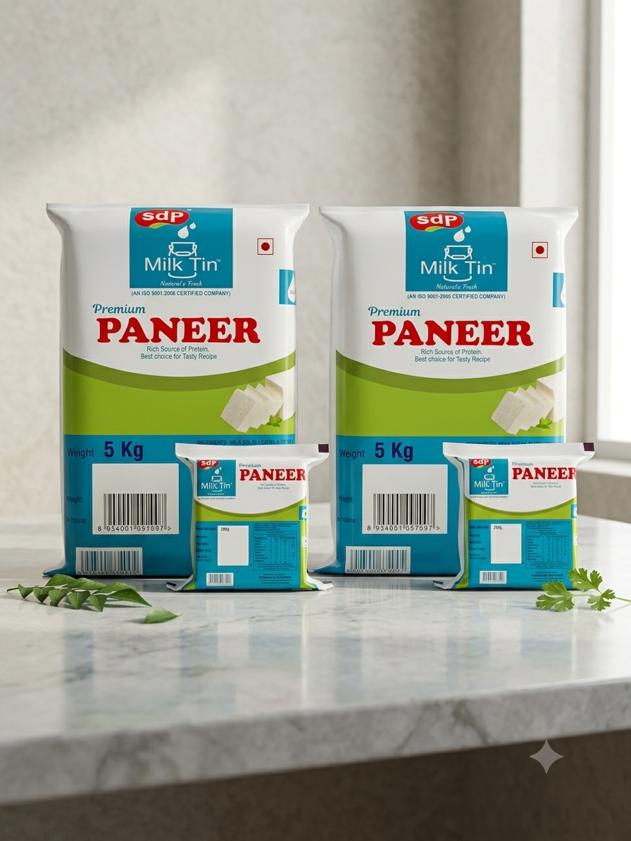 SDP Milk Tin Premium Paneer 5kg Bulk Pack